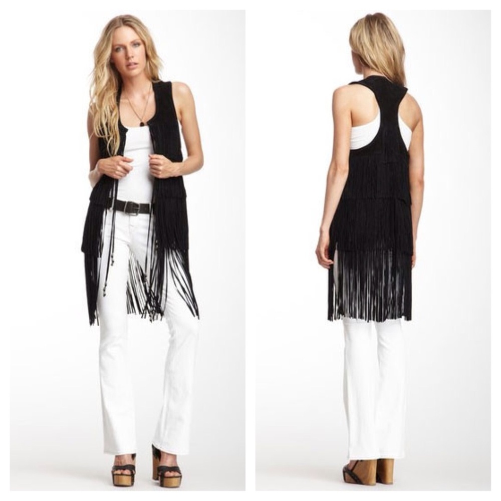 True Religion Suede Fringe Vest L
